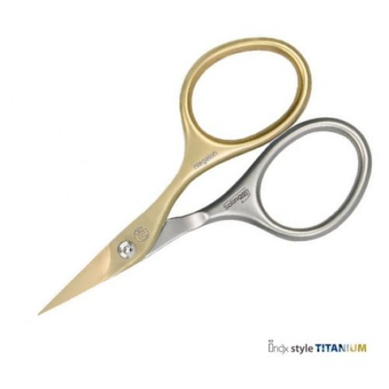 Niegeloh Solingen Cuticle Scissors Inox Style Titanium Gold Self Sharpening with Pink Leather Case Germany Niegeloh Solingen Cuticle Scissors Inox Style Titanium Gold Self Sharpening with Pink Leather Case Germany