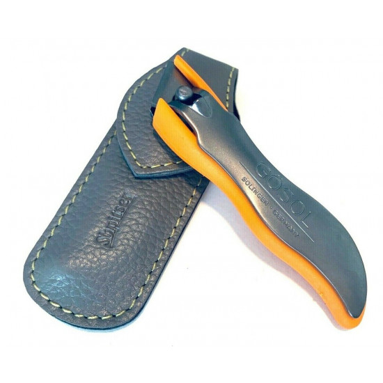 Solingen Germany Premium Stainless Steel Toe Nail Clippers With Orange Catcher by Goesol in Leather Case Solingen Germany Premium Stainless Steel Toe Nail Clippers With Orange Catcher by Goesol in Leather Case