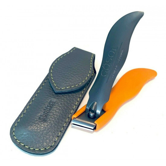 Solingen Germany Premium Stainless Steel Toe Nail Clippers With Orange Catcher by Goesol in Leather Case Solingen Germany Premium Stainless Steel Toe Nail Clippers With Orange Catcher by Goesol in Leather Case