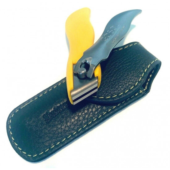 Solingen Germany Premium Stainless Steel Toe Nail Clippers With Yellow Catcher by Goesol in Leather Case Solingen Germany Premium Stainless Steel Toe Nail Clippers With Yellow Catcher by Goesol in Leather Case