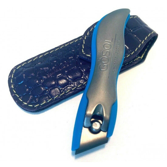 Solingen Germany Premium Stainless Steel Toe Nail Clippers With Blue Catcher by Goesol in Leather Case Solingen Germany Premium Stainless Steel Toe Nail Clippers With Blue Catcher by Goesol in Leather Case