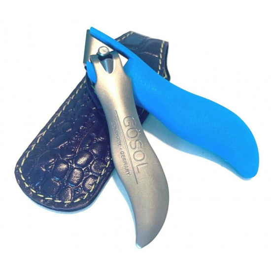 Solingen Germany Premium Stainless Steel Toe Nail Clippers With Blue Catcher by Goesol in Leather Case Solingen Germany Premium Stainless Steel Toe Nail Clippers With Blue Catcher by Goesol in Leather Case