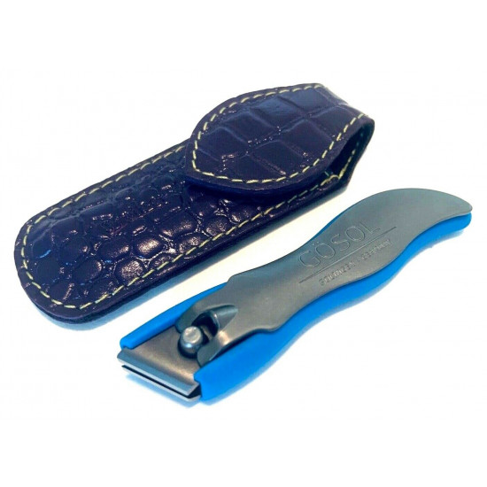 Solingen Germany Premium Stainless Steel Toe Nail Clippers With Blue Catcher by Goesol in Leather Case Solingen Germany Premium Stainless Steel Toe Nail Clippers With Blue Catcher by Goesol in Leather Case