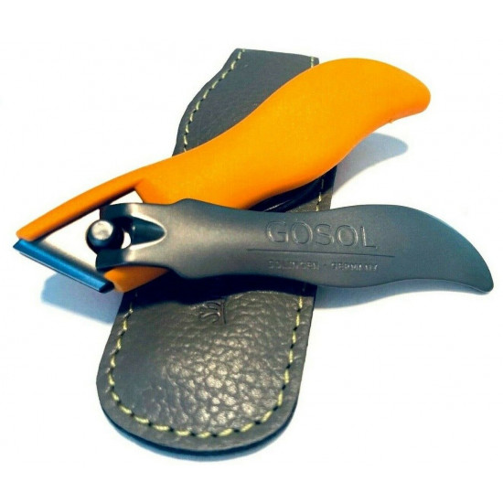 Solingen Germany Premium Stainless Steel Toe Nail Clippers With Orange Catcher by Goesol in Leather Case Solingen Germany Premium Stainless Steel Toe Nail Clippers With Orange Catcher by Goesol in Leather Case