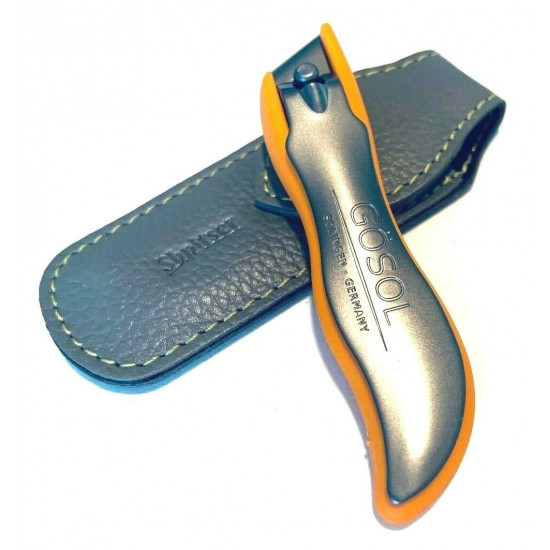 Solingen Germany Premium Stainless Steel Toe Nail Clippers With Orange Catcher by Goesol in Leather Case Solingen Germany Premium Stainless Steel Toe Nail Clippers With Orange Catcher by Goesol in Leather Case
