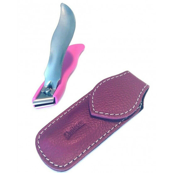 Solingen Germany Premium Stainless Steel Toe Nail Clippers With Pink Catcher by Goesol in Leather Case Solingen Germany Premium Stainless Steel Toe Nail Clippers With Pink Catcher by Goesol in Leather Case