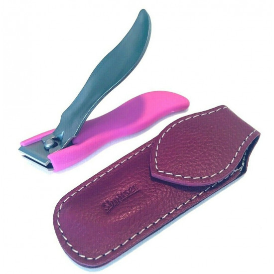 Solingen Germany Premium Stainless Steel Toe Nail Clippers With Pink Catcher by Goesol in Leather Case Solingen Germany Premium Stainless Steel Toe Nail Clippers With Pink Catcher by Goesol in Leather Case