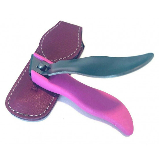 Solingen Germany Premium Stainless Steel Toe Nail Clippers With Pink Catcher by Goesol in Leather Case Solingen Germany Premium Stainless Steel Toe Nail Clippers With Pink Catcher by Goesol in Leather Case