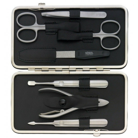 PREMIUM STAINLESS STEEL 7 PCS MEN'S MANICURE SET BY GÖSOL SOLINGEN GERMANY PREMIUM STAINLESS STEEL 7 PCS MEN'S MANICURE SET BY GÖSOL SOLINGEN GERMANY