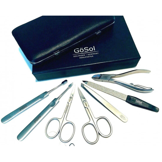 PREMIUM STAINLESS STEEL 7 PCS MEN'S MANICURE SET BY GÖSOL SOLINGEN GERMANY PREMIUM STAINLESS STEEL 7 PCS MEN'S MANICURE SET BY GÖSOL SOLINGEN GERMANY