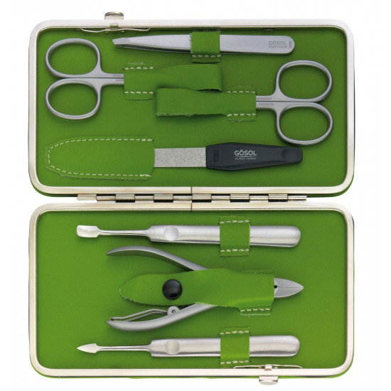 Solingen Professional XL Manicure Pedicure Kit - Portable Travel Surgical Stainless Steel Nail Grooming kit for Men and Women - Made in Solingen Germany| 7 Pieces Packed with Leather Case (Green) Solingen Professional XL Manicure Pedicure Kit - Portable Travel Surgical Stainless Steel Nail Grooming kit for Men and Women - Made in Solingen Germany| 7 Pieces Packed with Leather Case (Green)