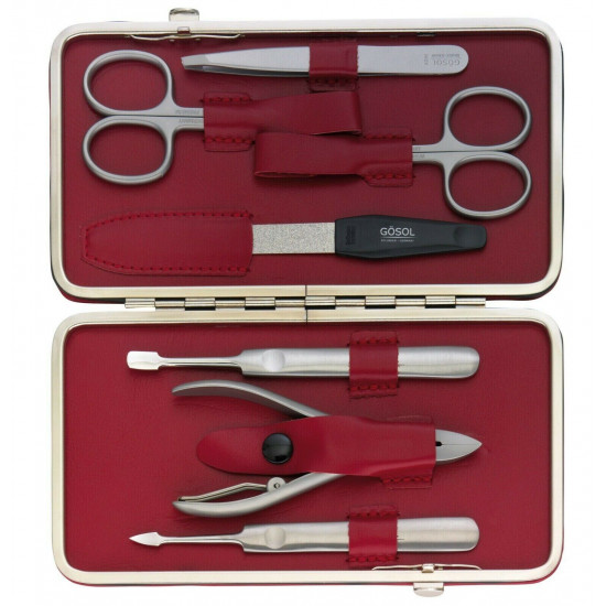 Solingen Professional XL Manicure Pedicure Kit - Portable Travel Surgical Stainless Steel Nail Grooming kit for Men and Women - Made in Solingen Germany| 7 Pieces Packed with Leather Case (Red) Solingen Professional XL Manicure Pedicure Kit - Portable Travel Surgical Stainless Steel Nail Grooming kit for Men and Women - Made in Solingen Germany| 7 Pieces Packed with Leather Case (Red)