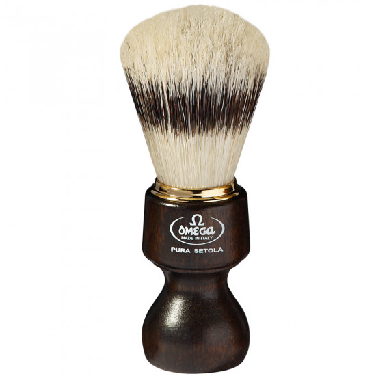 Omega Classic Pure Bristle Shaving Brush Ovangkol wood handle, Nandcrafted in Italy