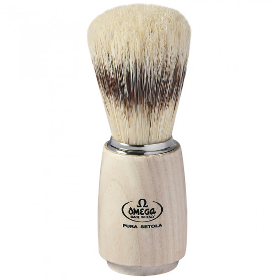 Omega Classic Pure Bristle Shaving Brush with ash wood handle, Handcrafted in Italy