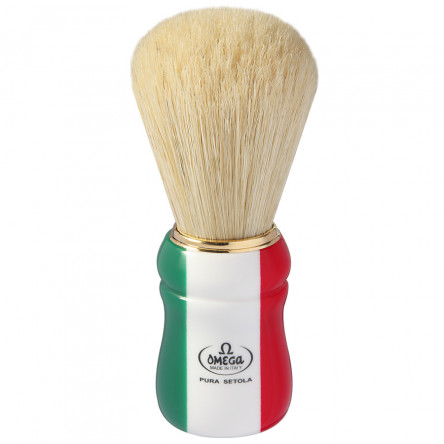 Omega Professional Boar Bristle "Italian Flag" Shaving Brush, Imported from Italy