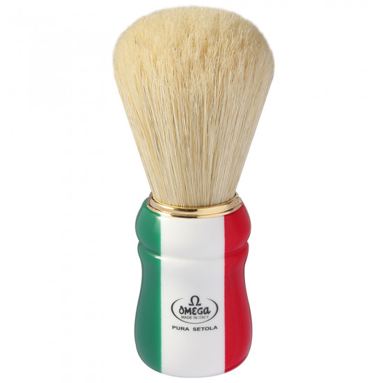 Omega Professional Boar Bristle "Italian Flag" Shaving Brush, Imported from Italy Omega Professional Boar Bristle "Italian Flag" Shaving Brush, Imported from Italy