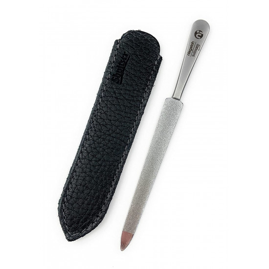 Niegeloh Stainless Steel 12cm German Nail File in Durable Full Grain Shpitser's Leather Case Handcrafted in Solingen Germany