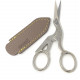 Henbor Professional Eye Brow Shaping Scissors Nickel Plated Special Carbon Steel Handcrafted in Italy with SHPITSER Protective Leather Sleeve