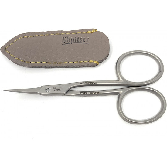 Henbor Professional Left-Handed Stainless Steel Extra Pointed Cuticle Scissors Handcrafted In Italy With Genuine Leather Case made by Shpitser