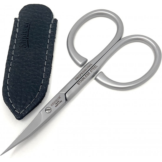 Henbor Professional Luxury Stainless Steel Extra Pointed Cuticle Scissors Handcrafted In Italy With Genuine Leather Case made by Shpitser
