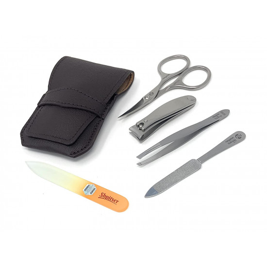 Niegeloh 4 pcs Stainless Steel German Manicure Set In Nappa Leather Case Made in Solingen Germany With BONUS: SHPITSER Crystal glass Nail File Niegeloh 4 pcs Stainless Steel German Manicure Set In Nappa Leather Case Made in Solingen Germany With BONUS: SHPITSER Crystal glass Nail File