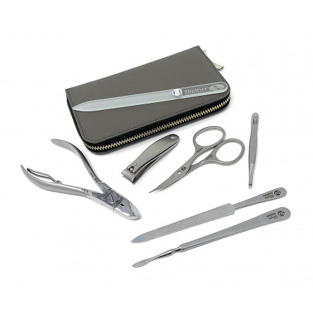Niegeloh 6 pcs Luxuries TopInox Surgical Stainless Steel German Manicure Set Plus BONUS: SHPITSER Crystal Glass Nail File