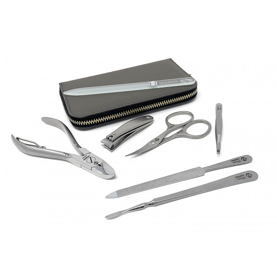 Niegeloh 6 pcs Luxuries TopInox Surgical Stainless Steel German Manicure Set Plus BONUS: SHPITSER Crystal Glass Nail File