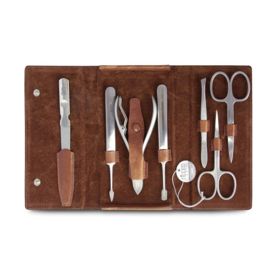 7-Pieces Premium Stainless Steel Manicure Set Made in Solingen Germany in Genuine Leather Case with Bonus Shpitser Glass Nail File 7-Pieces Premium Stainless Steel Manicure Set Made in Solingen Germany in Genuine Leather Case with Bonus Shpitser Glass Nail File