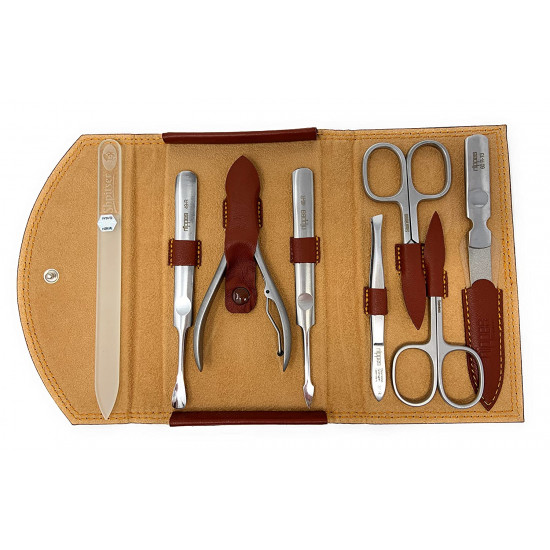 7-Pieces Premium Stainless Steel Manicure Set Made in Solingen Germany in Genuine Leather Case with Bonus Shpitser Glass Nail File 7-Pieces Premium Stainless Steel Manicure Set Made in Solingen Germany in Genuine Leather Case with Bonus Shpitser Glass Nail File