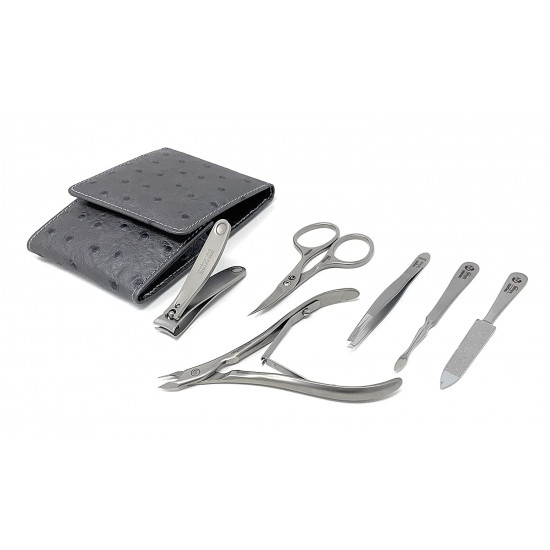 Niegeloh Solingen 6 Pieces TopInox Surgical Stainless Steel German Women Manicure Set Grooming Kit In Ostrich Look Leather Case Plus BONUS: SHPITSER Crystal Glass Zodiac Nail File Niegeloh Solingen 6 Pieces TopInox Surgical Stainless Steel German Women Manicure Set Grooming Kit In Ostrich Look Leather Case Plus BONUS: SHPITSER Crystal Glass Zodiac Nail File