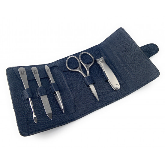 Shpitser 5 Pcs. Stainless Steel Manicure Set In Genuine Nappa Leather Case Made in Solingen Germany
