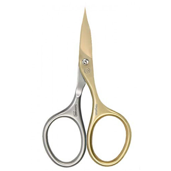 Niegeloh Solingen Professional Surgical Stainless Steel Titanium Self Sharpened Combination Nail and Cuticle Scissors - Made in Solingen Germany | Packed with Shpitser Leather Case (Titanium Gold)