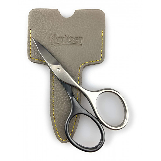 Niegeloh Solingen Professional Surgical Stainless Steel Titanium Self Sharpened Combination Nail and Cuticle Scissors - Made in Solingen Germany | Packed with Shpitser Leather Case (Titanium Black)
