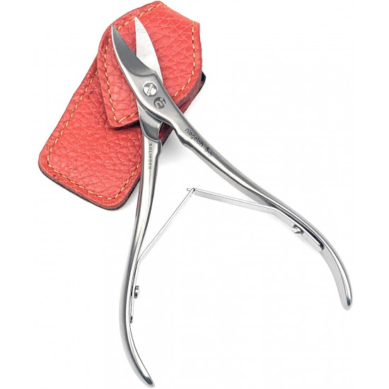 Niegeloh Solingen Heavy Duty Toenail Scissors Pedicure nail cutters - Stainless Steel Pedicure Scissors in Durable Leather Case Easily For Right and Left Hand, Handcrafted in Solingen Germany (red)