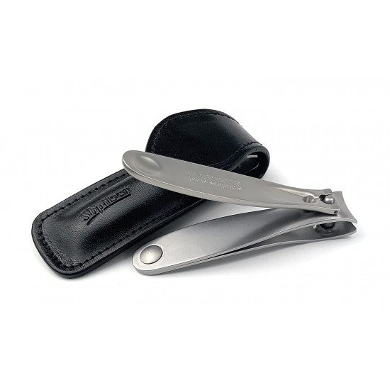 Shpitser Solingen TopInox Nail Clipper - Stainless Steel Cutter German Nail Trimmer - Fingernail Clipper for Men & Women - Nail Care | Packed with Genuine Leather Case (Noir 8cm Toenail Clipper)