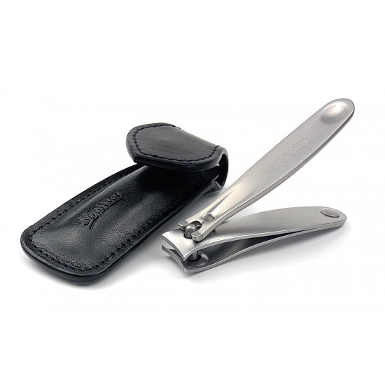 Shpitser Solingen TopInox Nail Clipper - Stainless Steel Cutter German Nail Trimmer - Fingernail Clipper for Men & Women - Nail Care | Packed with Genuine Leather Case (Noir 8cm Toenail Clipper)