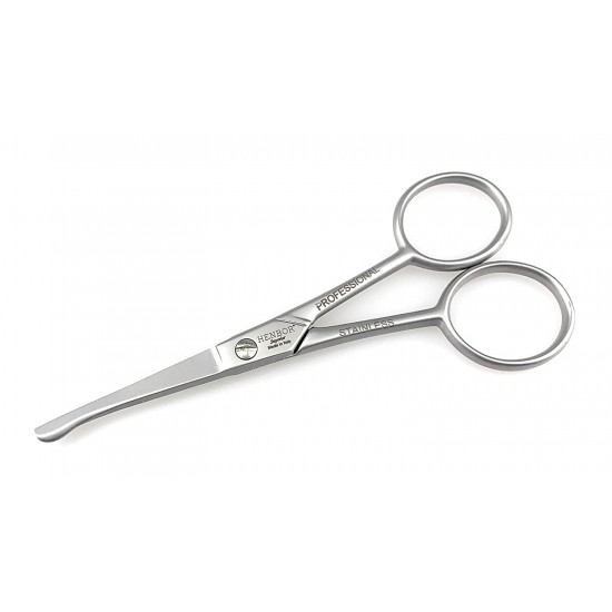 Henbor Professional Nose & Ear Scissors Premium Stainless Steel Rounded Tip Scissors for Eyebrow Nose Hair Mustache and Beard Made in Italy