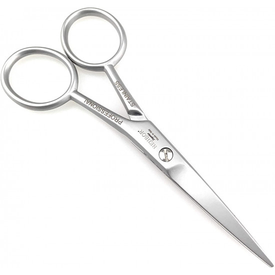 Henbor Italy Professional Mustache & Beard Scissors Surgical Stainless Steel Professional Grooming Tool Handcrafted in Premana Italy