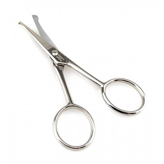 Henbor Professional Nose & Ear Scissors Superior C45 Carbon Steel Nickel Plated Rounded Tip Scissors for Eyebrow, Nose Hair Made in Italy