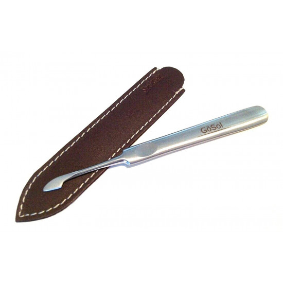 Professional German Premium Stainless Steel Cuticle Knife Made in Solingen, Germany by Goesol with Full Grain Durable Brown Leather Case Handmade By Shpitser