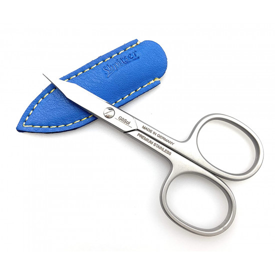 Professional Stainless Steel Combination Nail and Cuticle Scissors Made in Solingen, Germany by Goesol with Shpitser's Blue Leather Case Professional Stainless Steel Combination Nail and Cuticle Scissors Made in Solingen, Germany by Goesol with Shpitser's Blue Leather Case