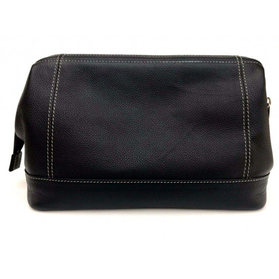 Shpitser Leather Toiletry Bag with contrast stitching