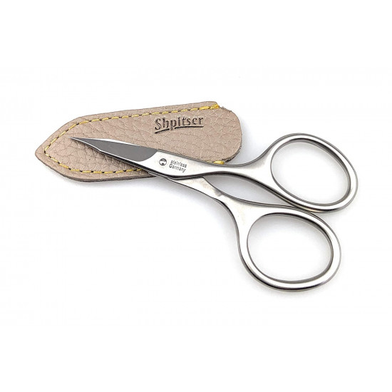Niegeloh Solingen INOX STYLE N4 Curved Stainless Steel Professional Combination Nail & Cuticle Scissors - Made in Solingen Germany | Packed with Shpitser Full Grain Leather Case