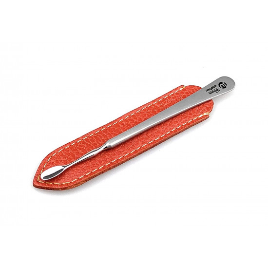 Niegeloh Solingen Surgical Stainless Steel Cuticle Pusher German Manicure Pedicure tool - 12cm in Durable Full Grain Shpitser's Leather Case HandCrafted in Solingen Germany (Red)