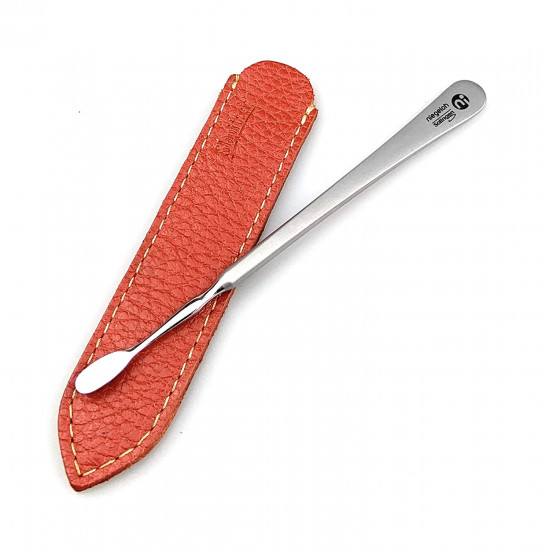 Niegeloh Solingen Surgical Stainless Steel Cuticle Pusher German Manicure Pedicure tool - 12cm in Durable Full Grain Shpitser's Leather Case HandCrafted in Solingen Germany (Red)
