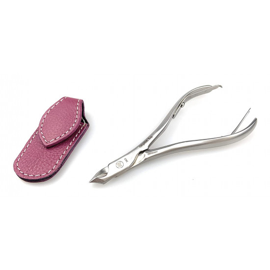 Niegeloh Professional Stainless Steel Extra Pointed 5mm 1/2 Jaw Cuticle Nippers Handcrafted in Solingen Germany with Durable Leather Case