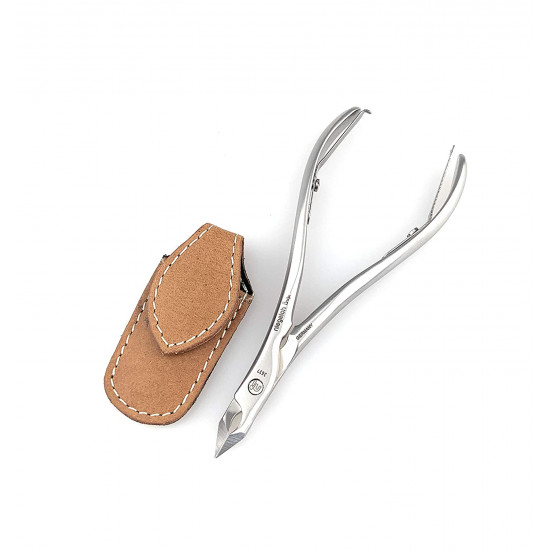 Niegeloh Professional Stainless Steel Triangular 7 mm Jaw Cuticle Nippers Handcrafted in Solingen Germany with Durable Leather Case