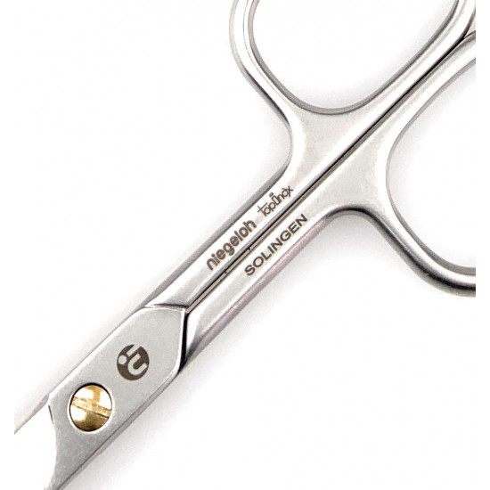 Niegeloh Solingen TOPINOX Curved Stainless Steel Professional Manicure Scissors Cutter - Made in Solingen Germany | Packed with Shpitser Full Grain Leather Case (Combination Nail & Cuticle, Black)