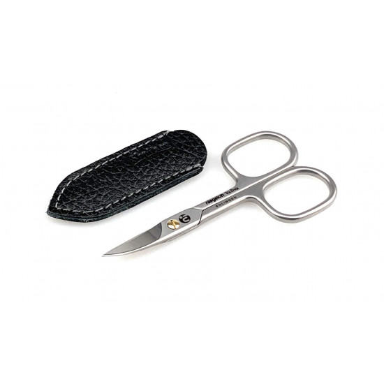 Niegeloh Solingen TOPINOX Curved Stainless Steel Professional Manicure Nail Scissors Perfect Cutter - Made in Solingen Germany | Packed with Shpitser Full Grain Leather Case (Nail, Black)