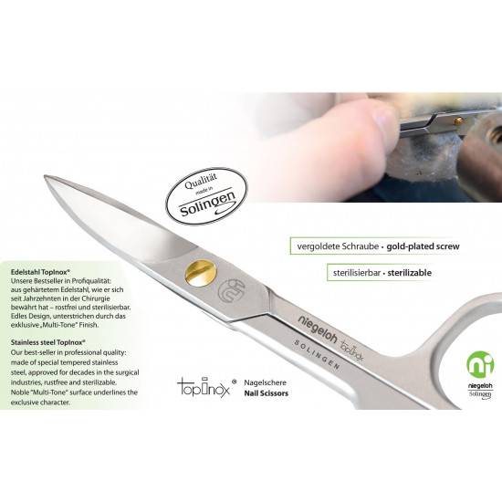 Niegeloh Solingen TOPINOX Curved Stainless Steel Professional Manicure Nail Scissors Perfect Cutter - Made in Solingen Germany | Packed with Shpitser Full Grain Leather Case (Nail, Gray) Niegeloh Solingen TOPINOX Curved Stainless Steel Professional Manicure Nail Scissors Perfect Cutter - Made in Solingen Germany | Packed with Shpitser Full Grain Leather Case (Nail, Gray)